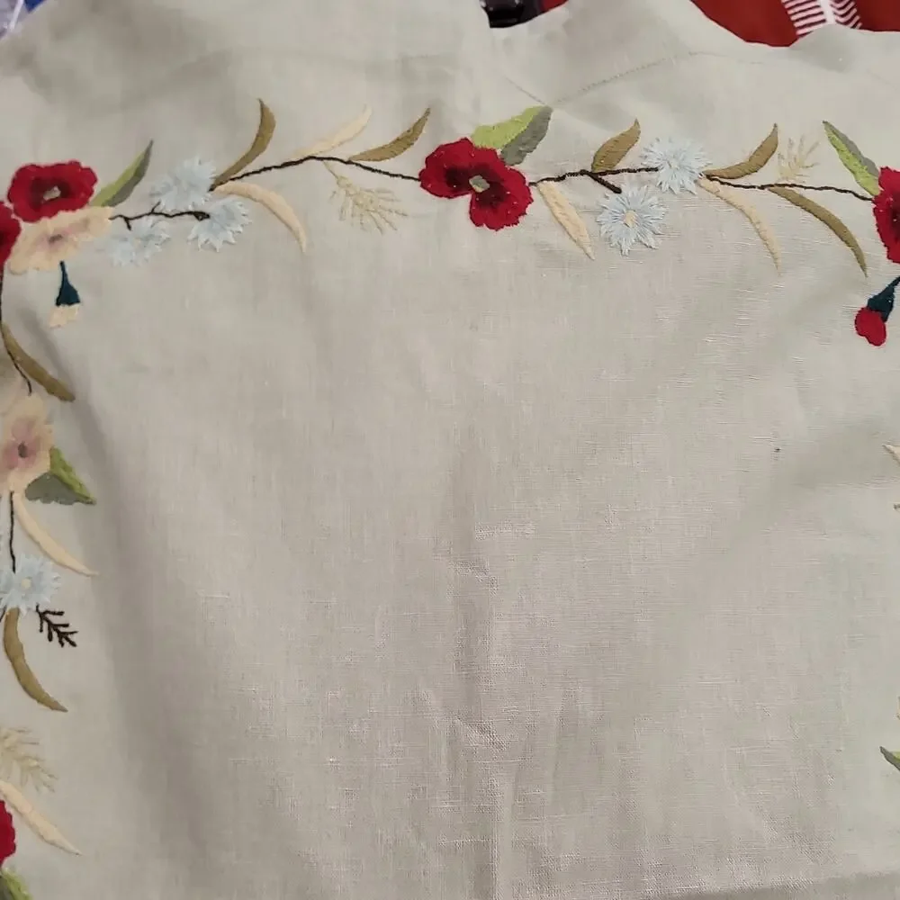 Pottery Barn Botanical Embroidered Floral Euro Pair Pillow Sham Beige 26x26